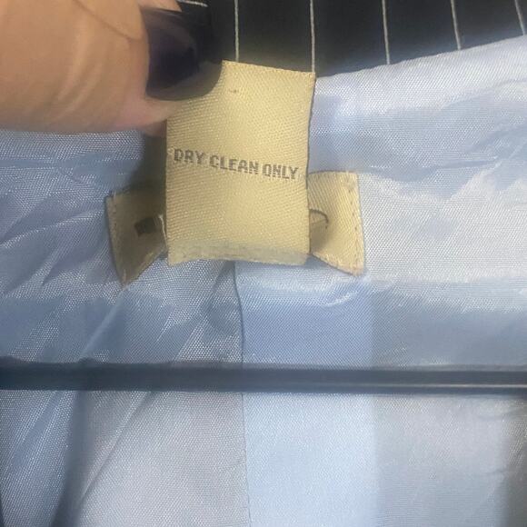 Anthropologie Elevenses Black Cropped Pinstripe Blazer Jacket Sz 8 - Picture 6 of 9